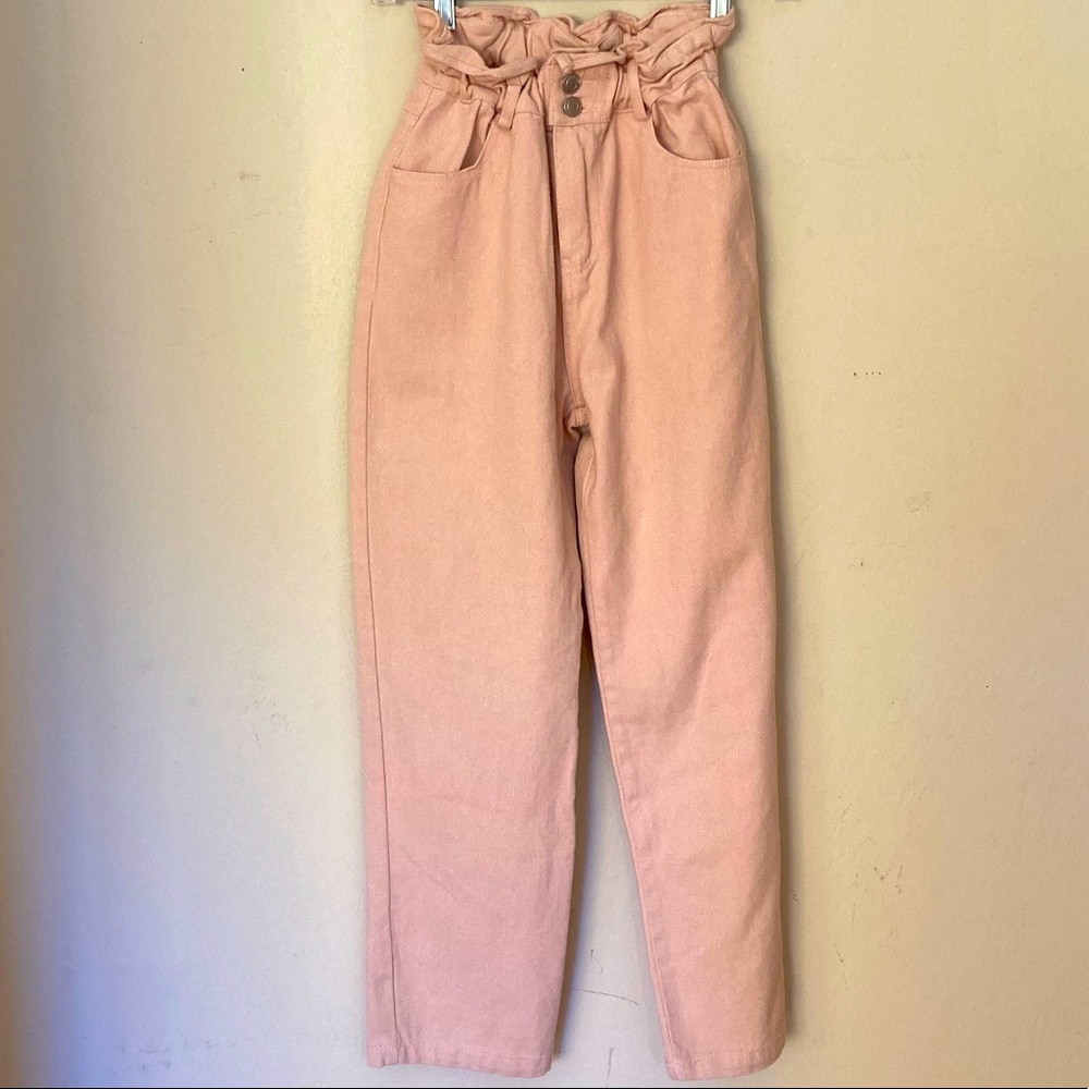 Etophe Studios paper bag waist jeans pink